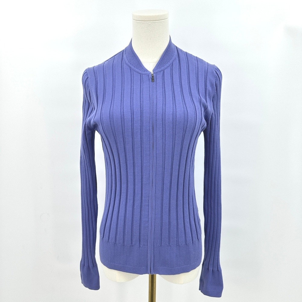 Athleta Fairway Sweater Cardigan Medium Adonis Blue/Purple‎ Pastel Capsule Clean - Picture 2 of 12